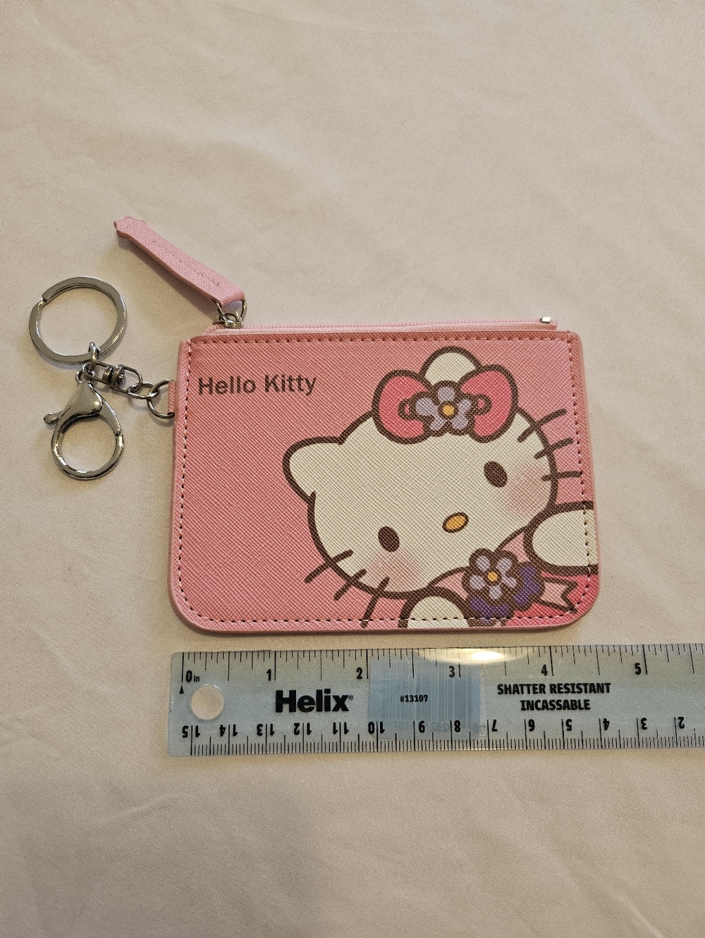 Hello Kitty Pink Coin Wallet Pouch with Key Chain and ID Pocket
